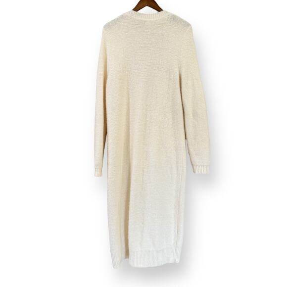 Anthropologie Pilcro Classic Longline Cardigan Womens L Ivory Cream Button Front - Picture 9 of 11